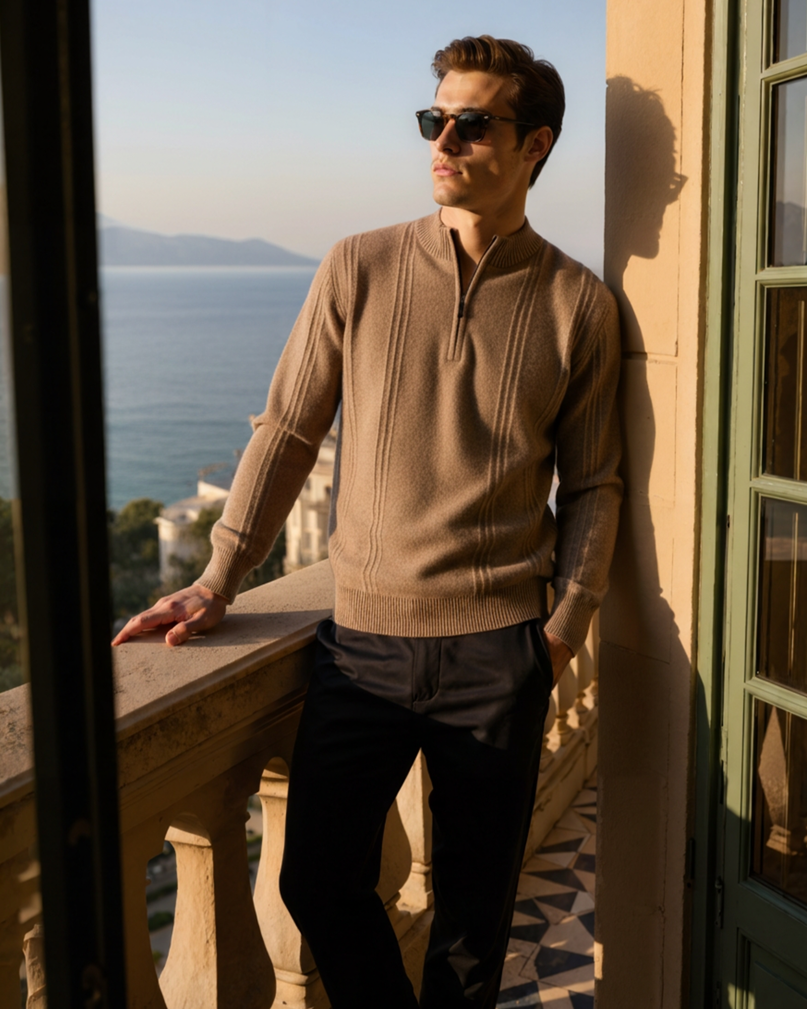 Ribbed Cashmere Half-Zip