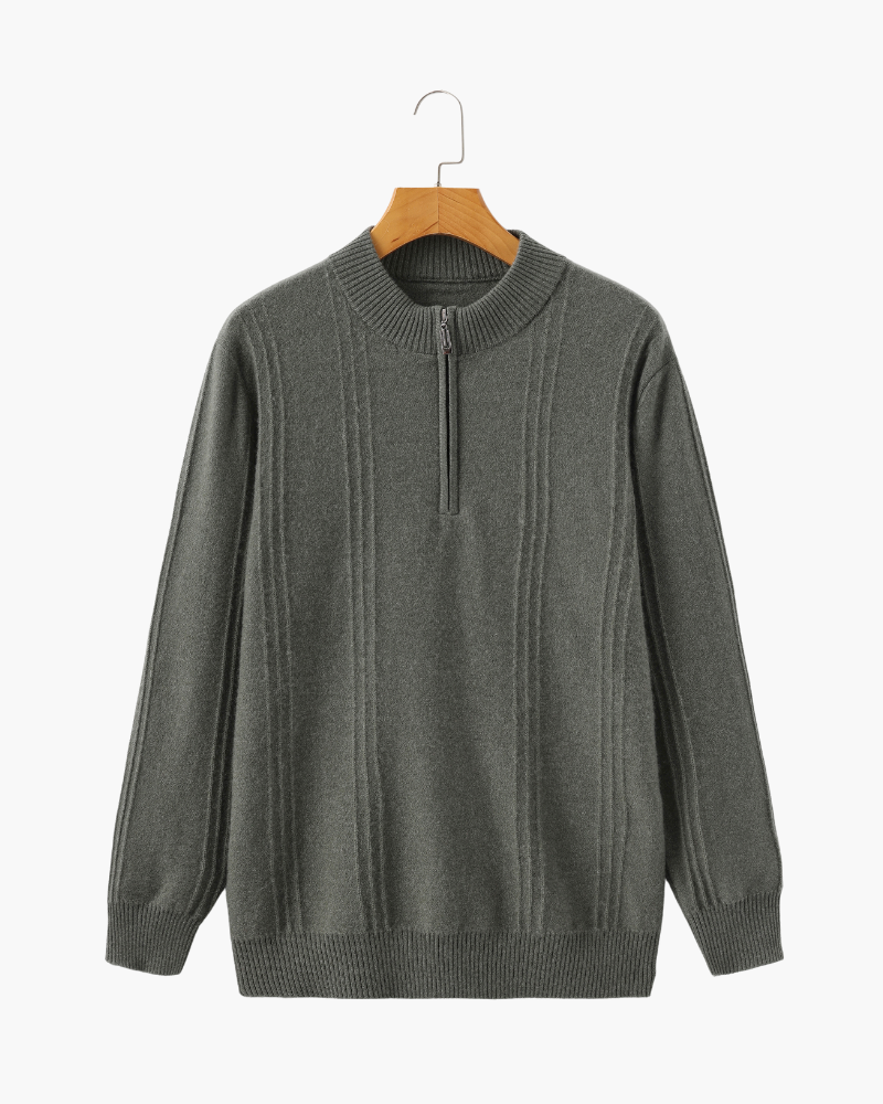 Ribbed Cashmere Half-Zip