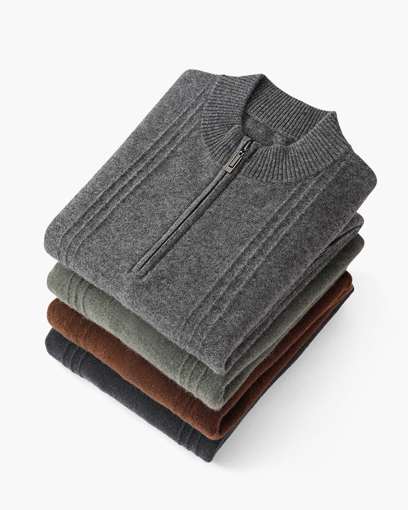 Ribbed Cashmere Half-Zip