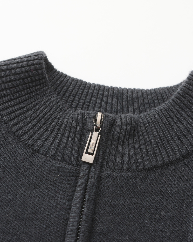 Ribbed Cashmere Half-Zip