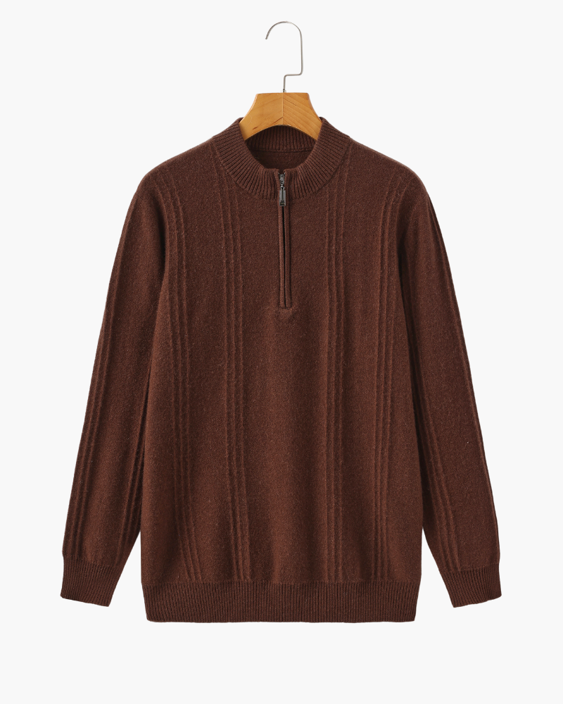 Ribbed Cashmere Half-Zip