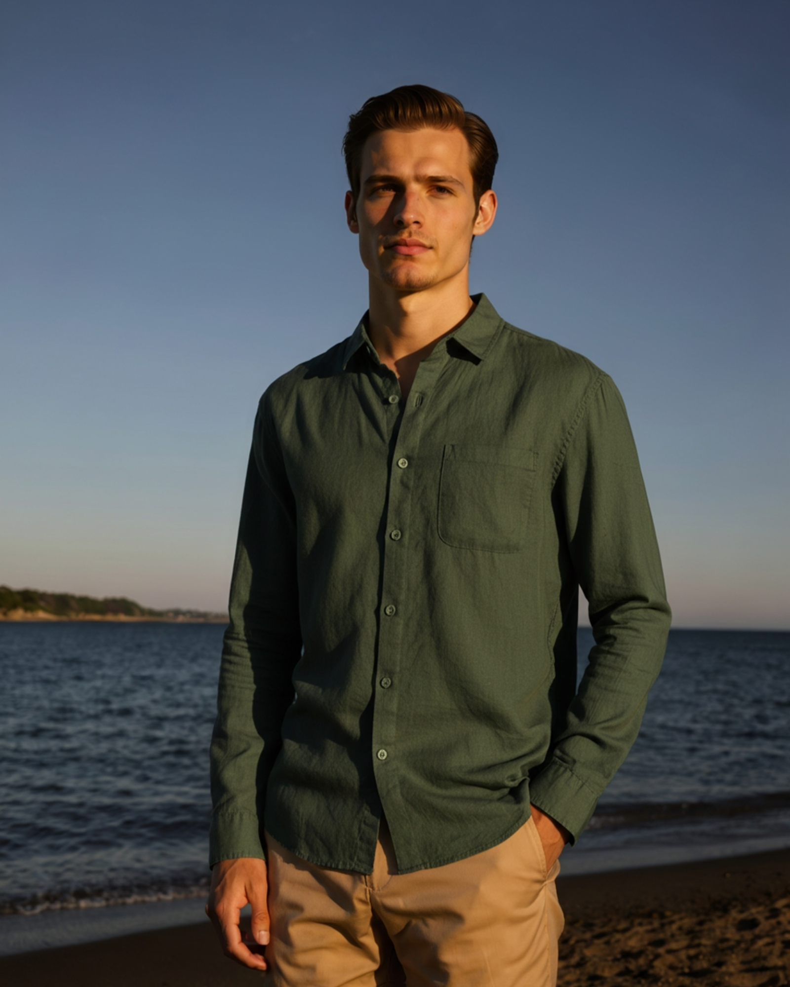 Wellington - 100% Linen Shirt - Green