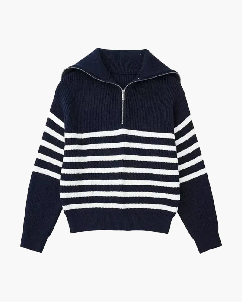 The Striped Zip Sweater