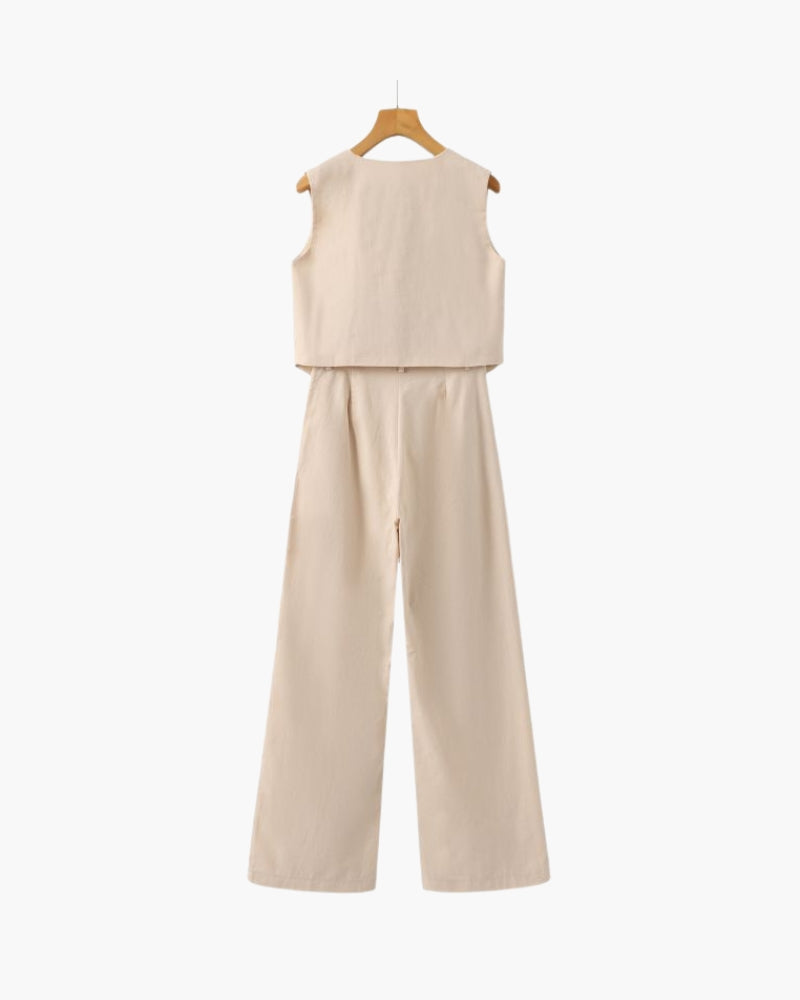Queenstown Linen Two-Piece Set - Beige