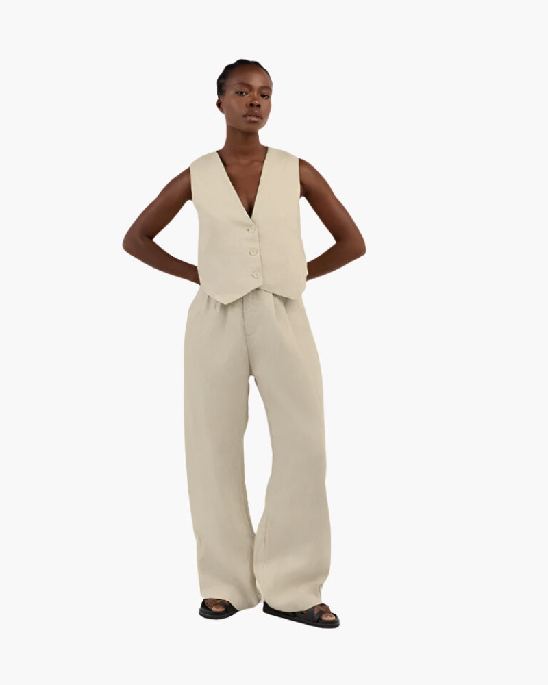 Queenstown Linen Two-Piece Set - Beige