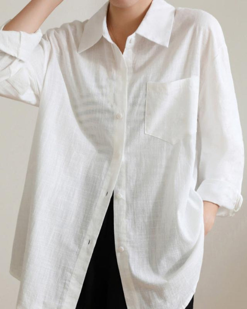 Timaru Lady Linen Shirt- White