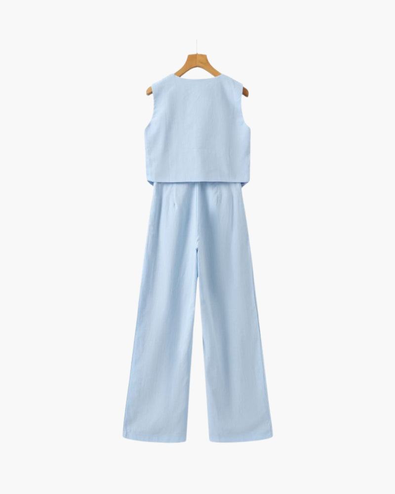 Queenstown Linen Two-Piece Set - Blue