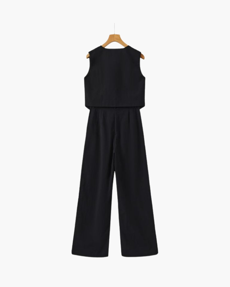 Queenstown Linen Two-Piece Set - Black