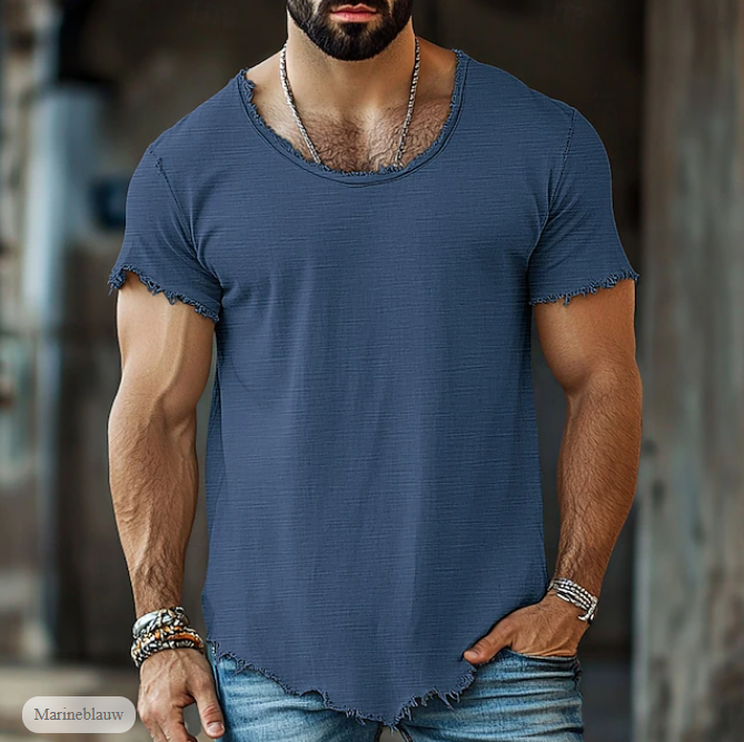 Men’s Cotton Linen Shirt – Long Sleeve, V-Neck, Casual Style