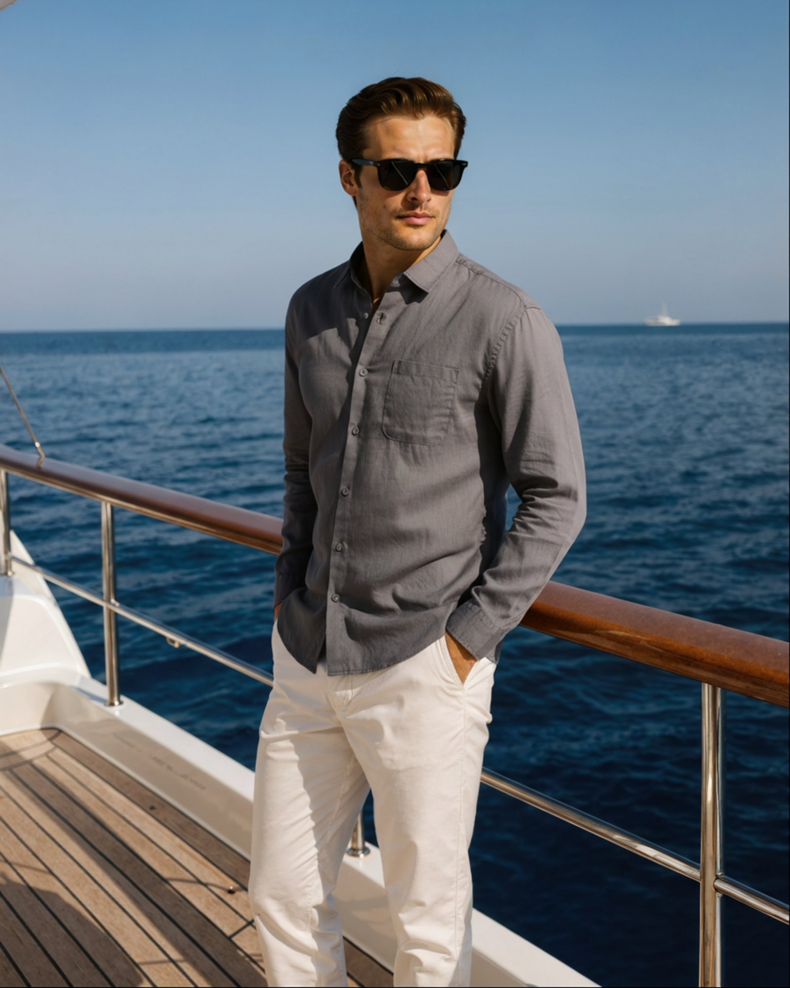 Wellington - 100% Linen Shirt - Gray