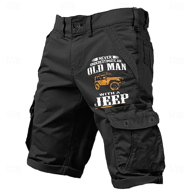Men’s Graphic T-Shirt – Old Man with a Jeep Design