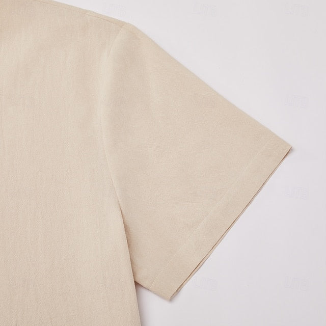 Men’s Casual V-Neck Linen Look Tee – Summer Essential