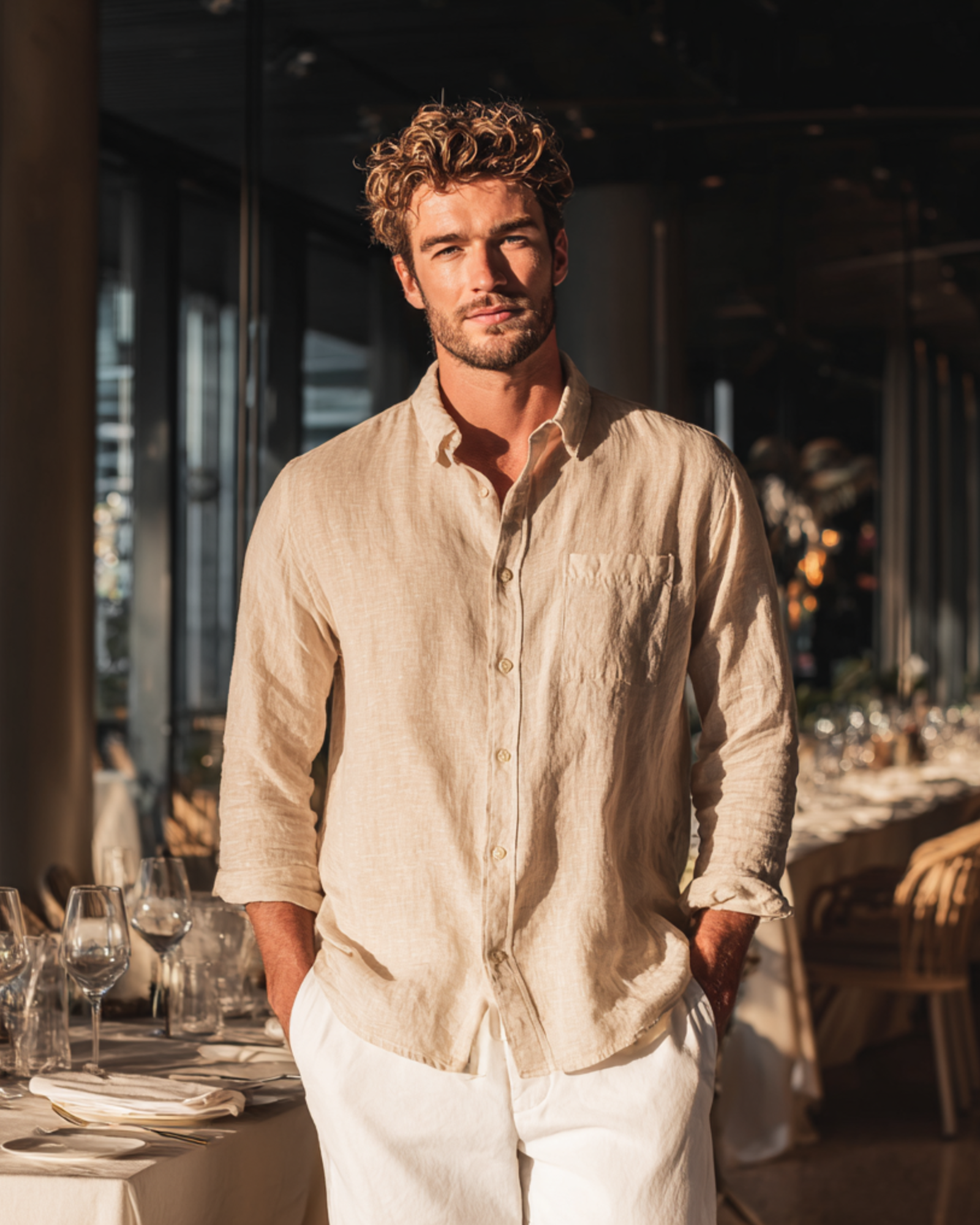 Wellington - 100% Linen Shirt - Beige
