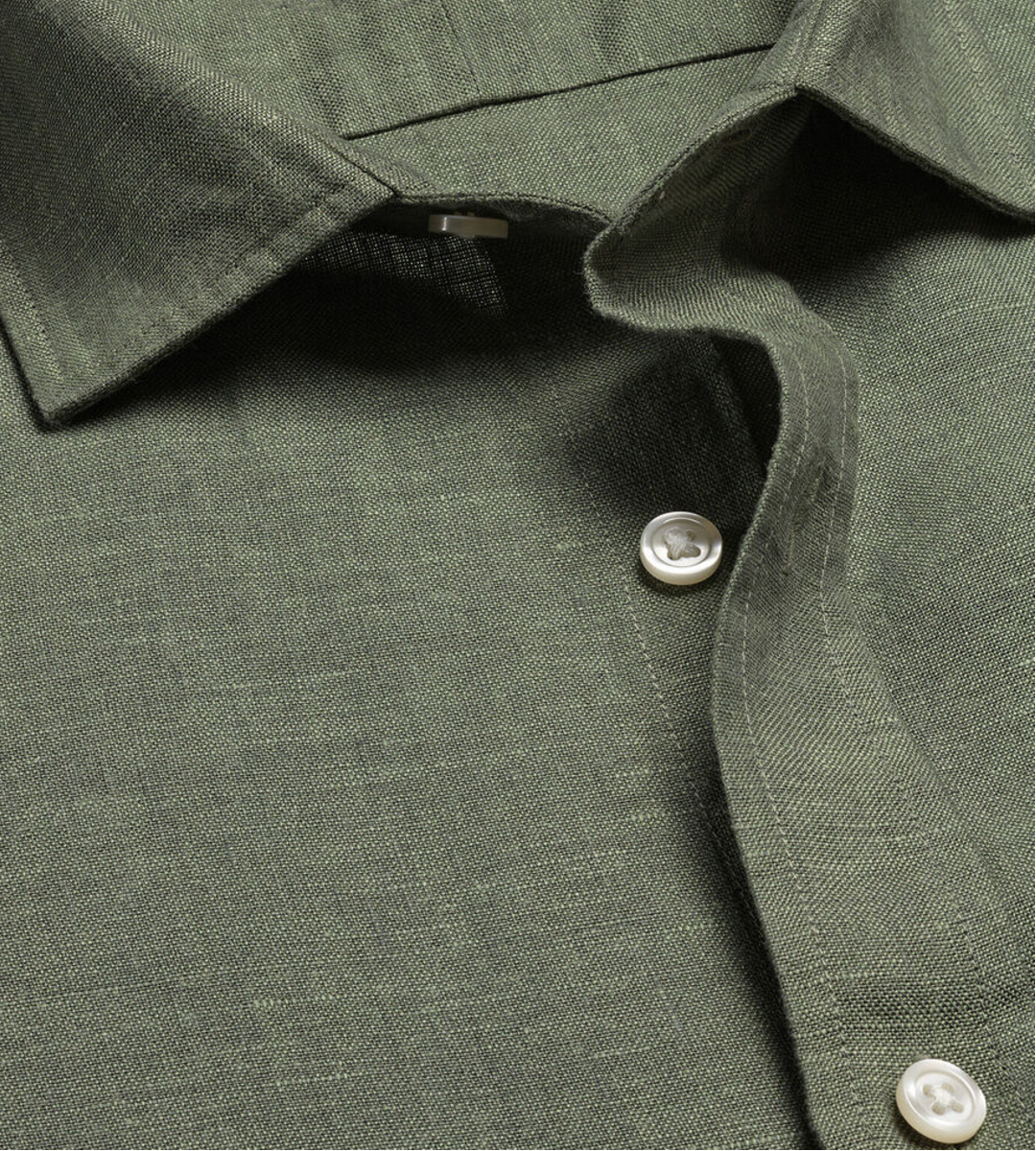 Nelson 100% Linen Shirt - Dark Green
