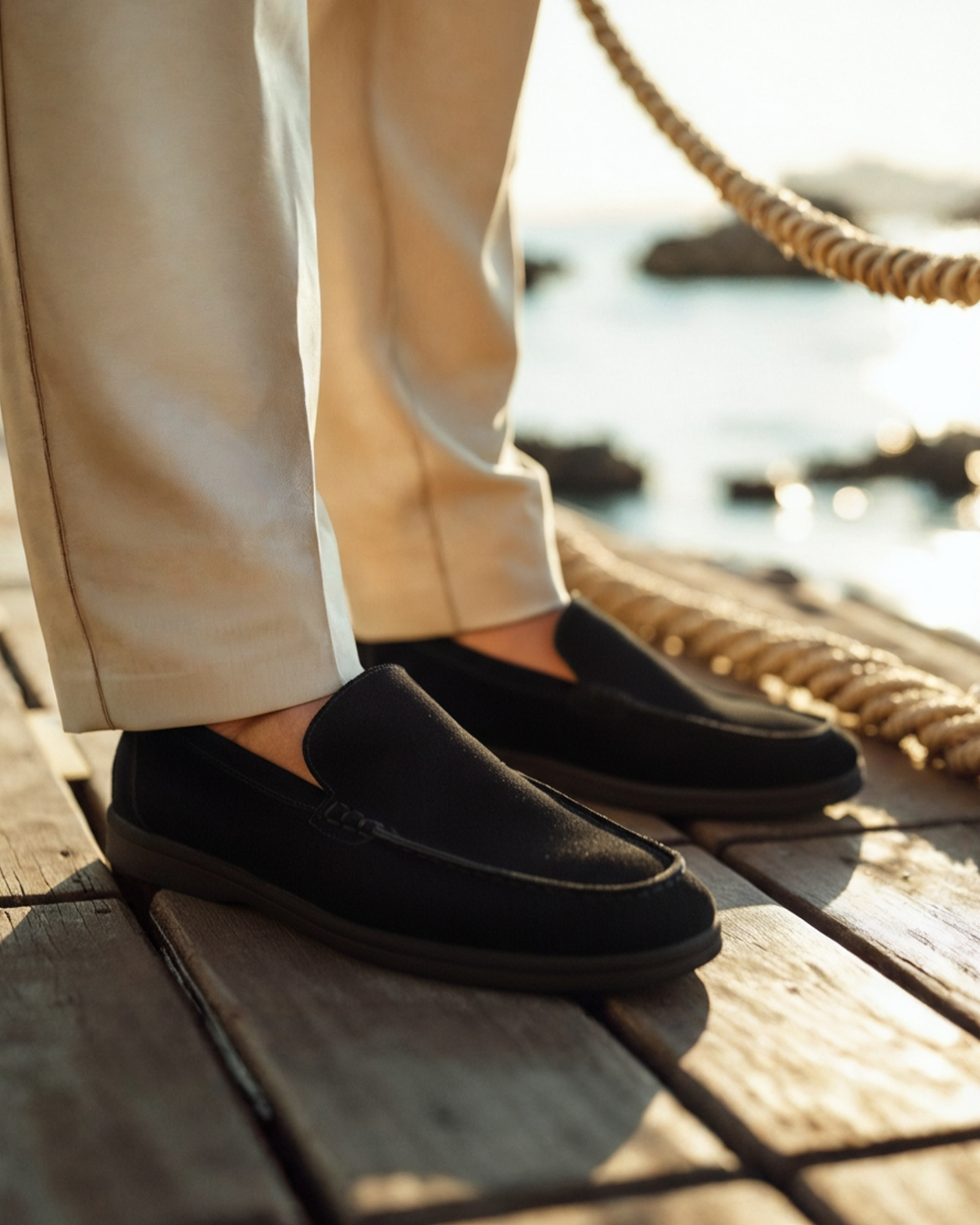 Taupō Premium Suede Loafers - Black Soles