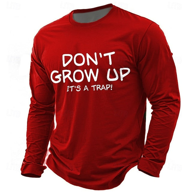 Men’s Red T-Shirt with Funny Print – “Don’t Grow Up”