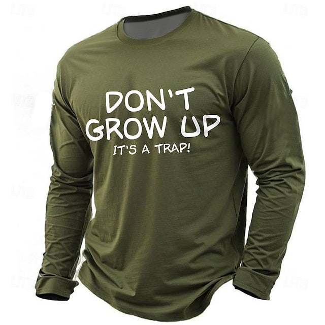 Men’s Red T-Shirt with Funny Print – “Don’t Grow Up”