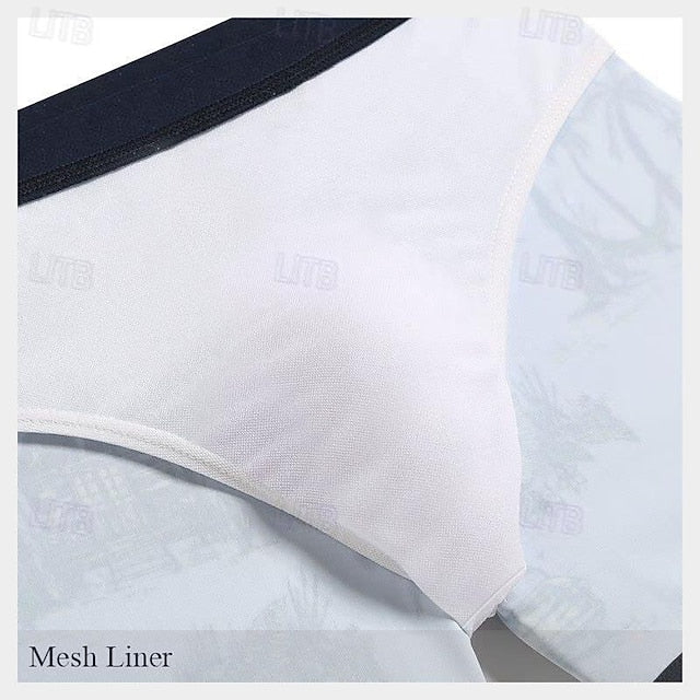 Men’s Swim Shorts – Flamingo & Octopus 3D Print, Elastic Waist, Mesh Lining