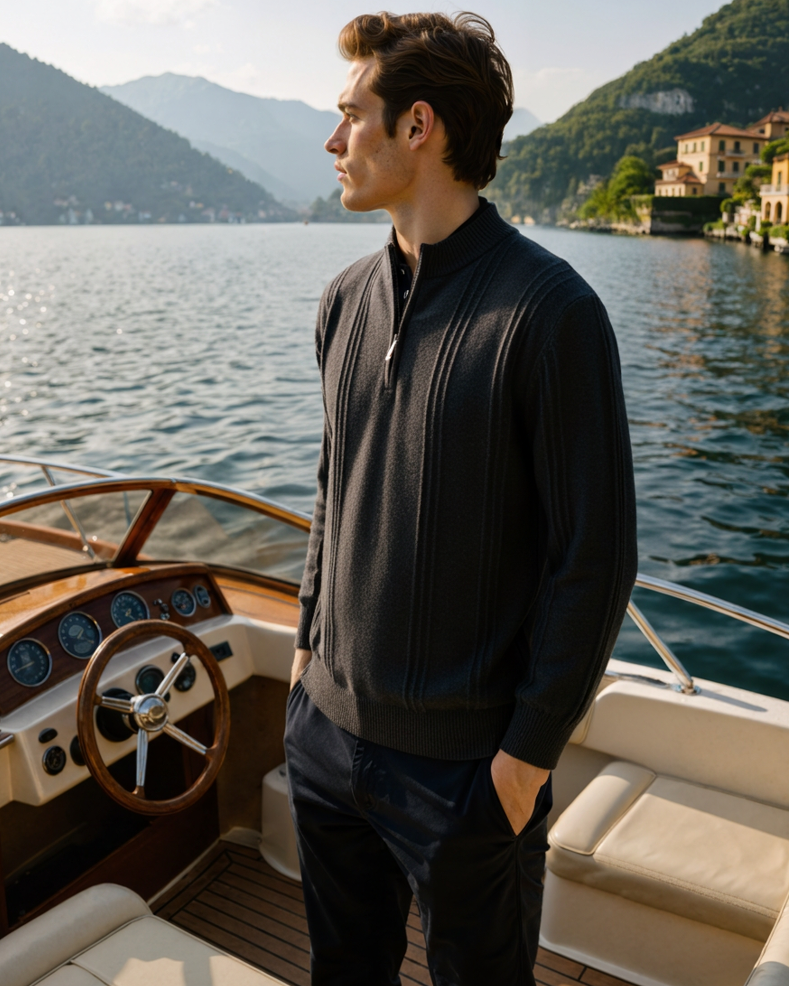 Ribbed Cashmere Half-Zip