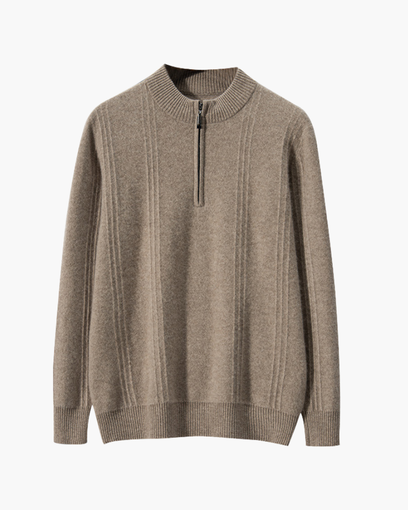 Ribbed Cashmere Half-Zip
