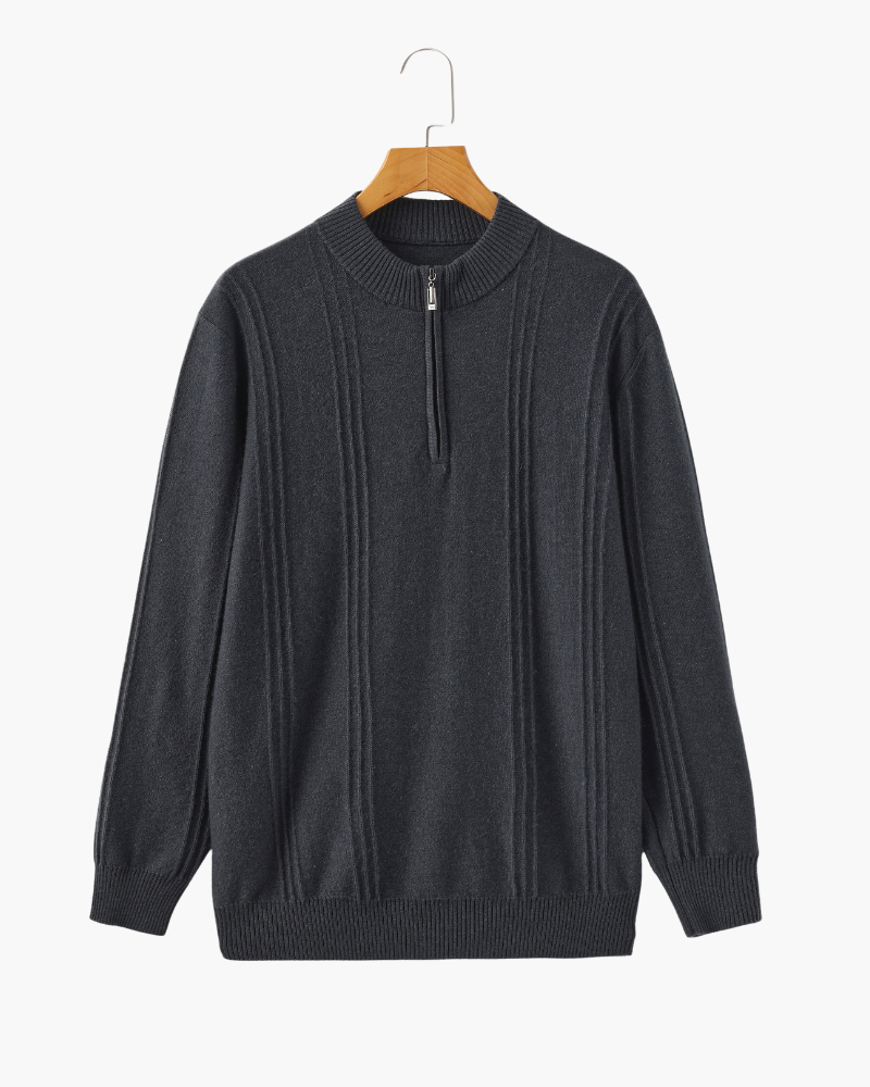 Ribbed Cashmere Half-Zip