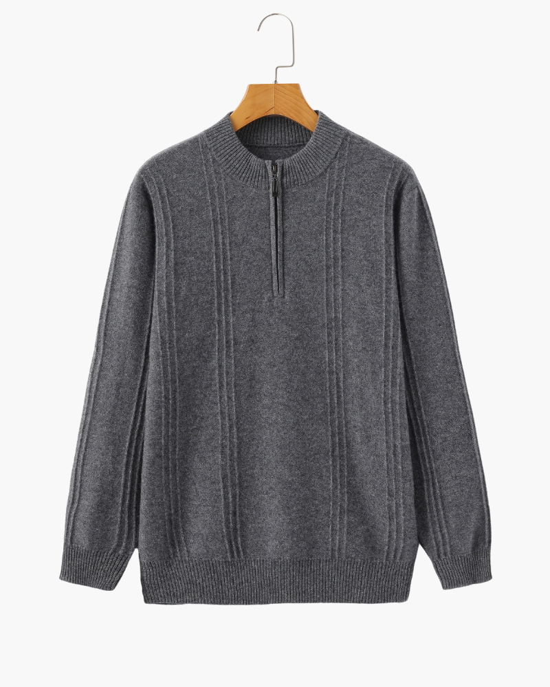 Ribbed Cashmere Half-Zip