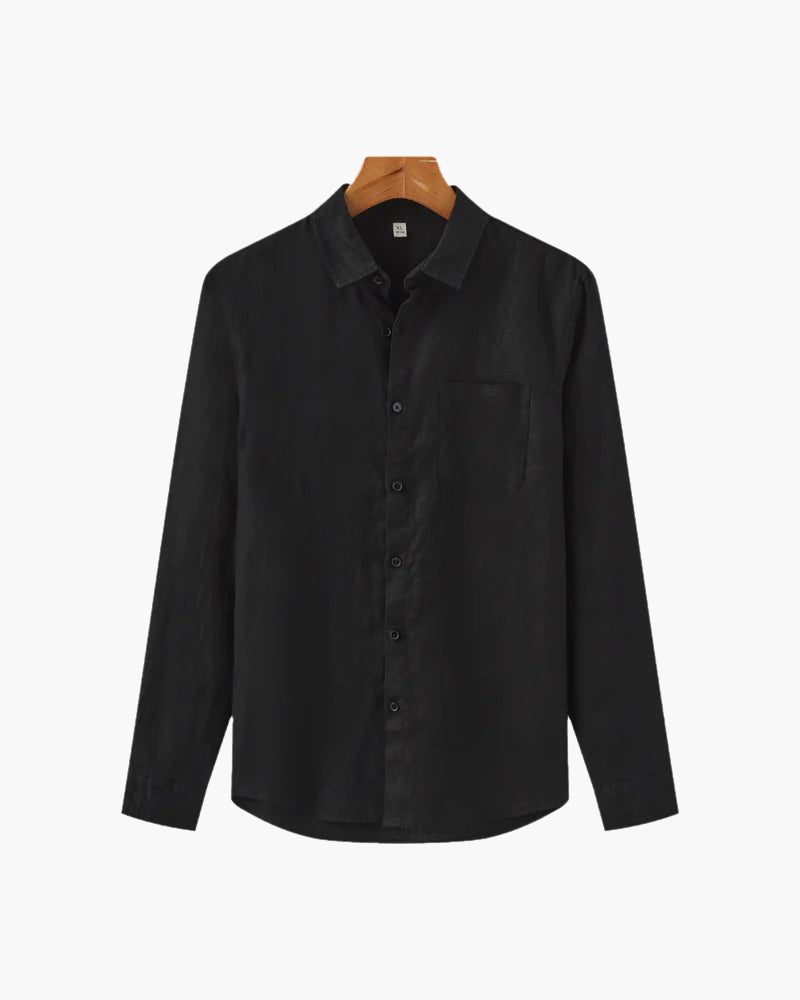 Wellington - 100% Linen Shirt - Black