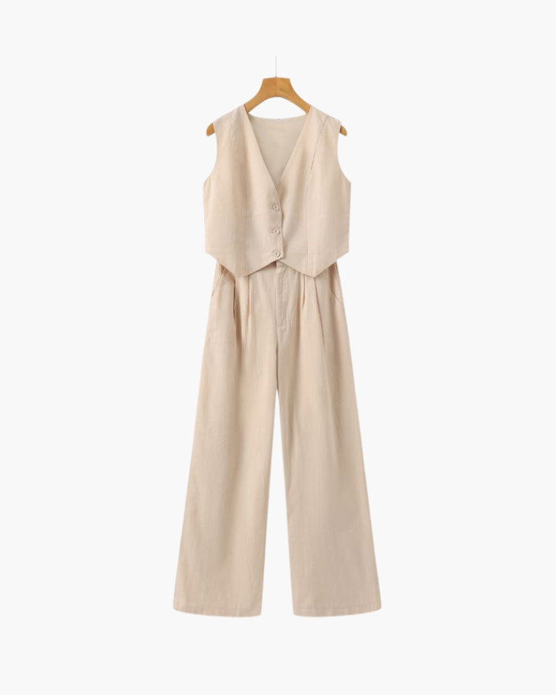 Queenstown Linen Two-Piece Set - Beige
