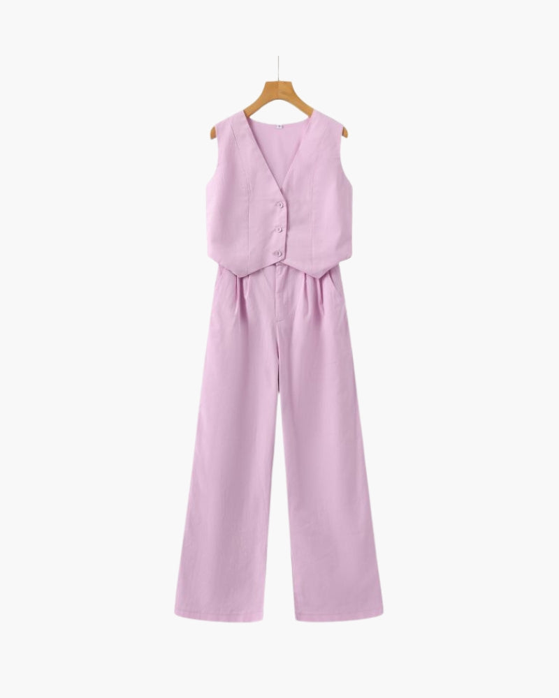 Queenstown Linen Two-Piece Set - Pink