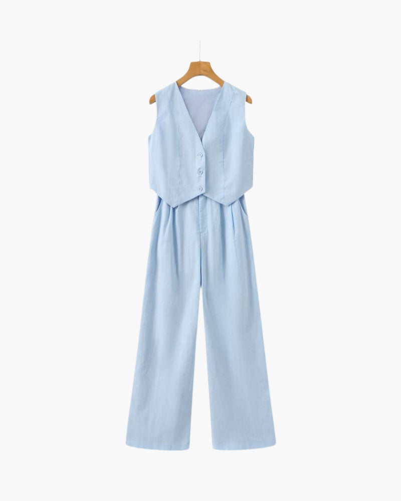 Queenstown Linen Two-Piece Set - Blue