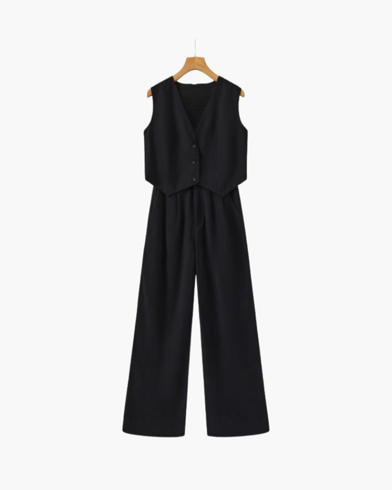 Queenstown Linen Two-Piece Set - Black