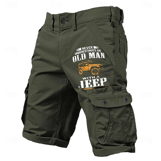 Men’s Graphic T-Shirt – Old Man with a Jeep Design