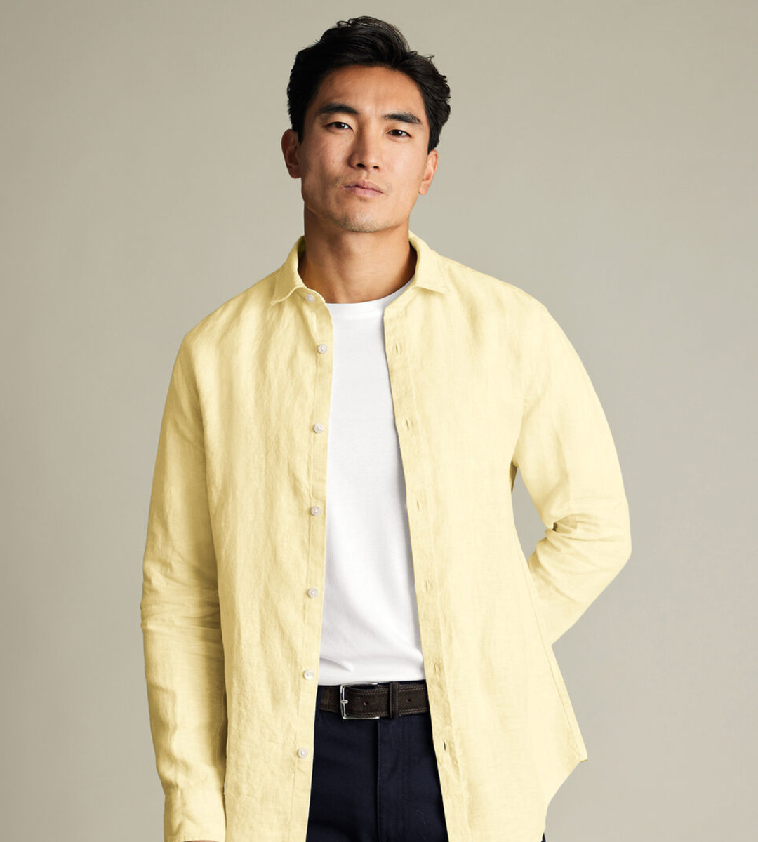 Nelson 100% Linen Shirt - Lemon Yellow