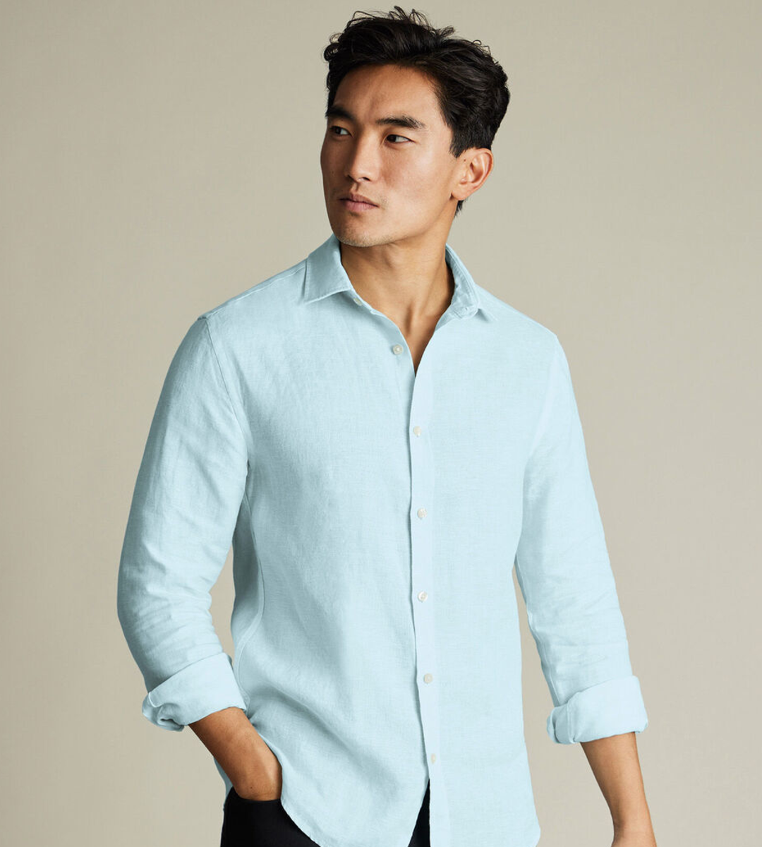 Nelson 100% Linen Shirt - Aqua Green