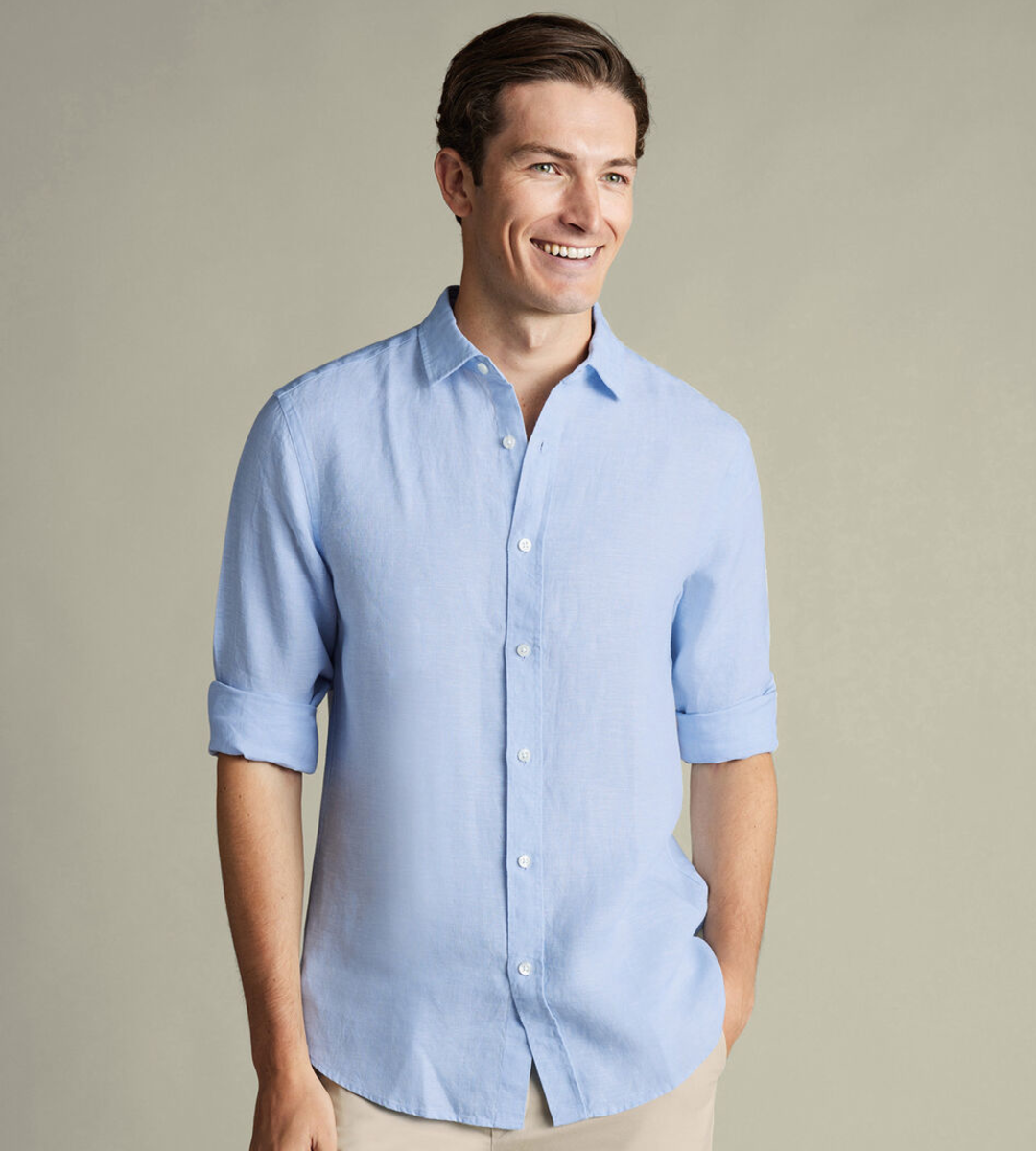 Nelson 100% Linen Shirt - Sky Blue