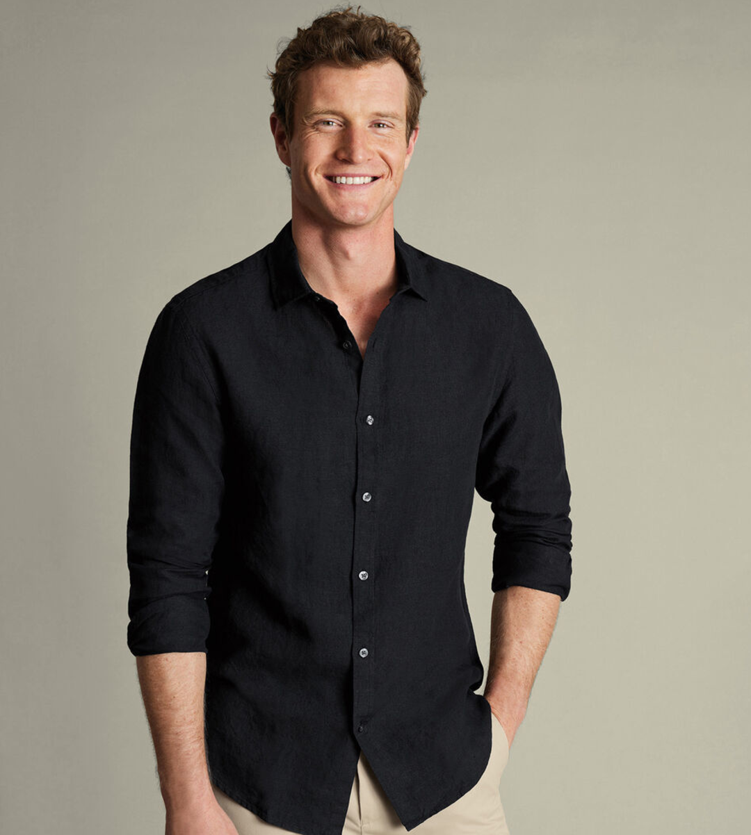 Nelson 100% Linen Shirt - Black