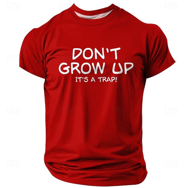 Men’s Red T-Shirt with Funny Print – “Don’t Grow Up”