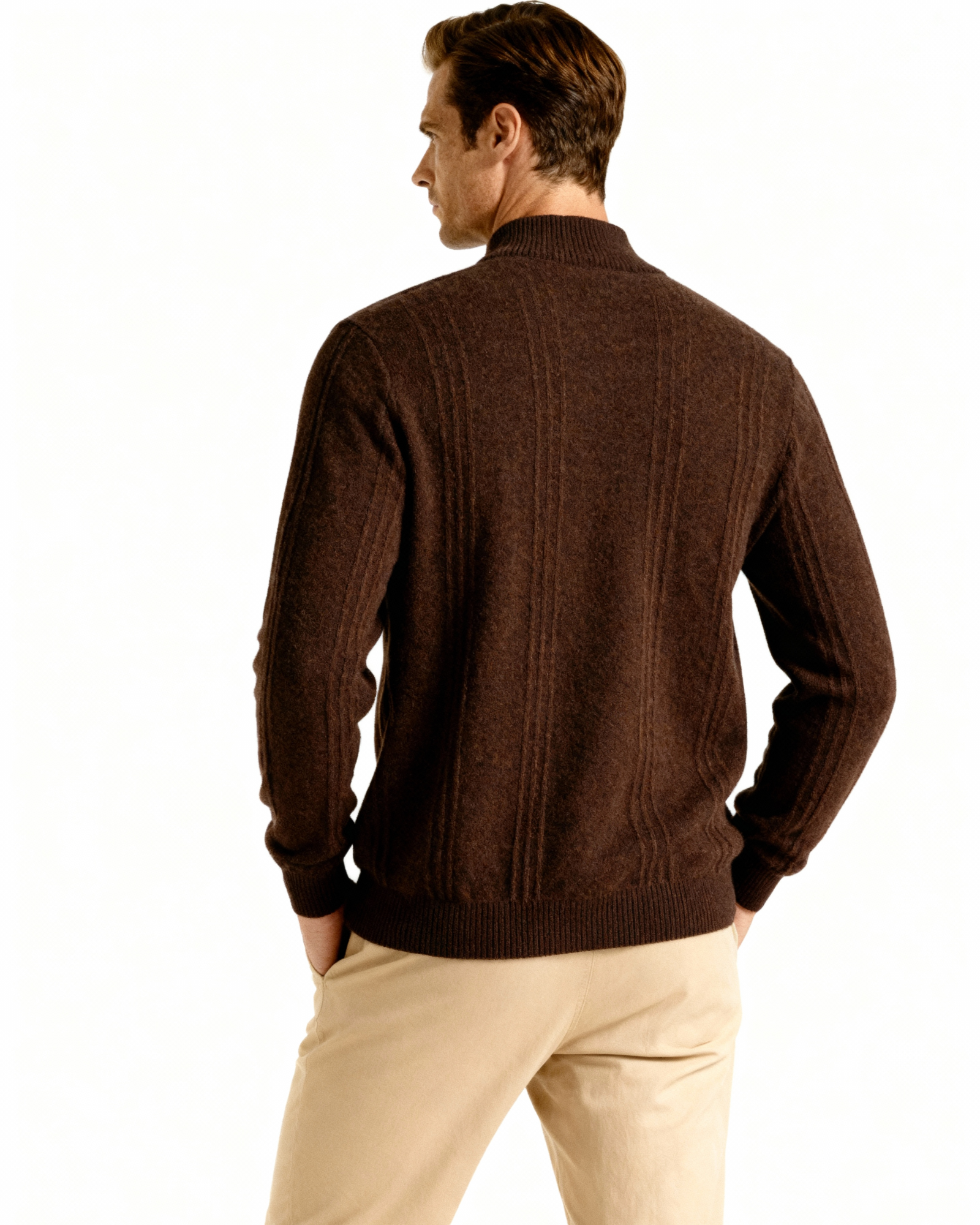 Ribbed Cashmere Half-Zip