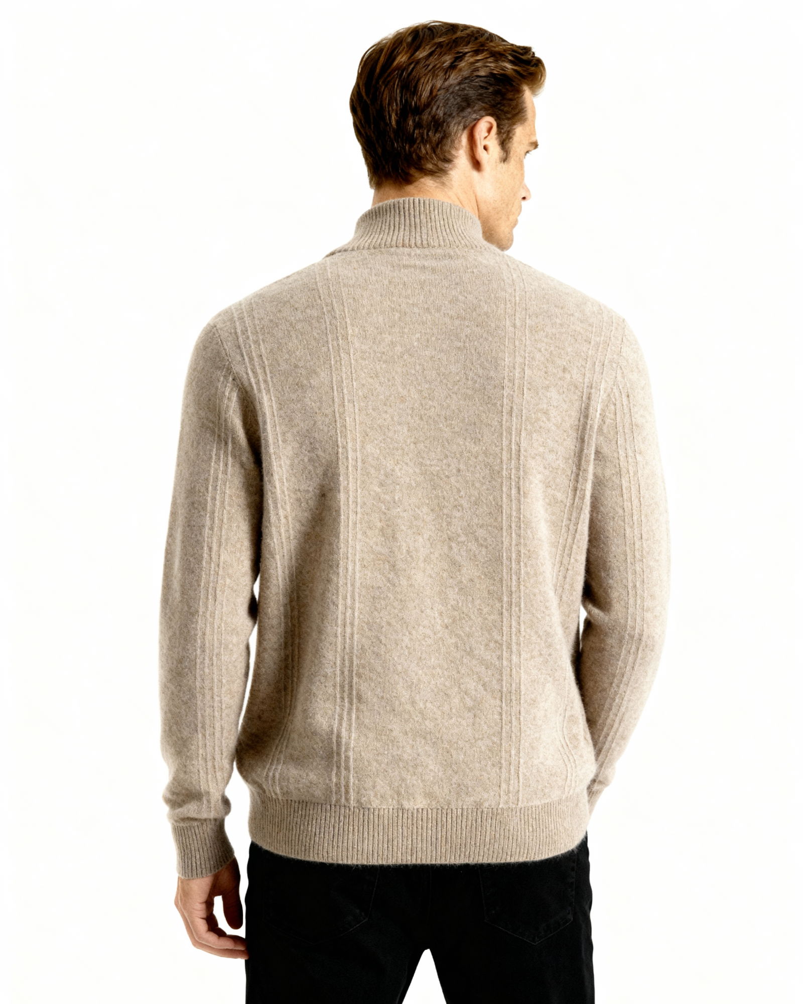 Ribbed Cashmere Half-Zip