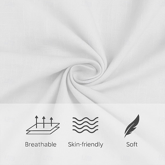 Men’s Cotton Linen Shirt – Long Sleeve, V-Neck, Casual Style