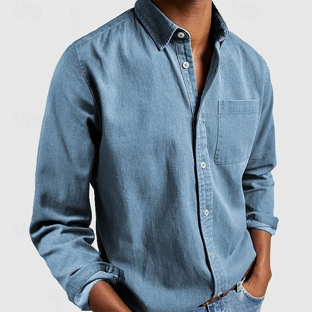 Men’s Classic Button Shirt – Solid Color, Long Sleeve